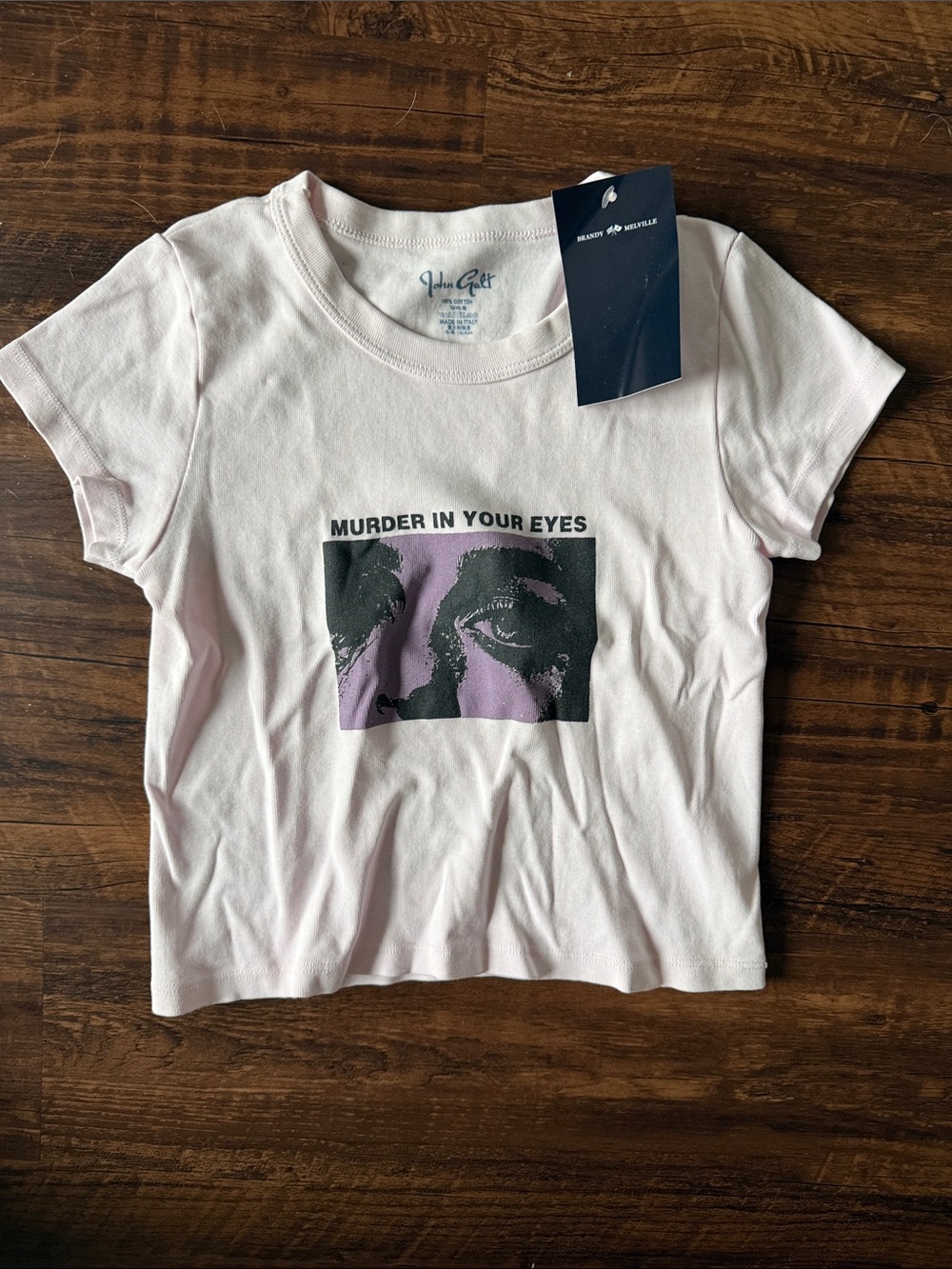 Girls' Light Pink Graphic Tee - "Murder In Your Eyes"
